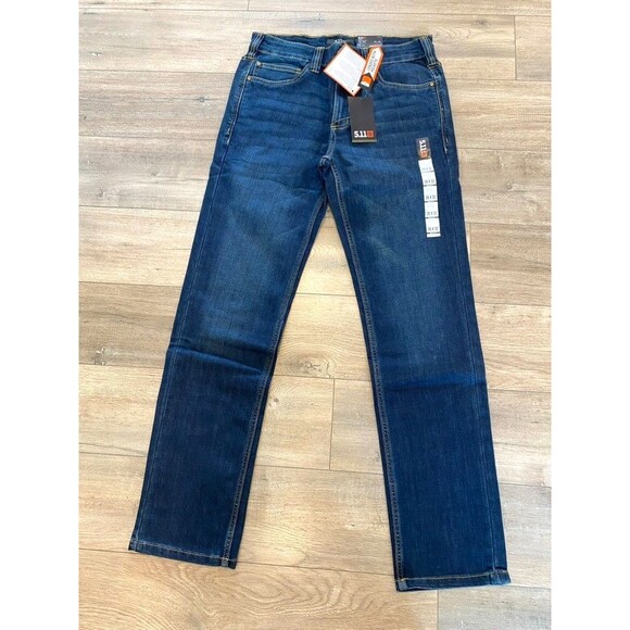 5.11 TACTICAL Defender Flex Mens 30X32 Regular Fit Straight Blue Denim Jean - Picture 2 of 9